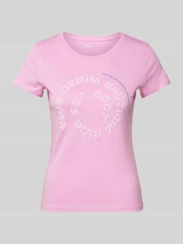 TOM TAILOR DENIM Regular Fit T-Shirt mit Schriftzug-Print in Pink, Grö...