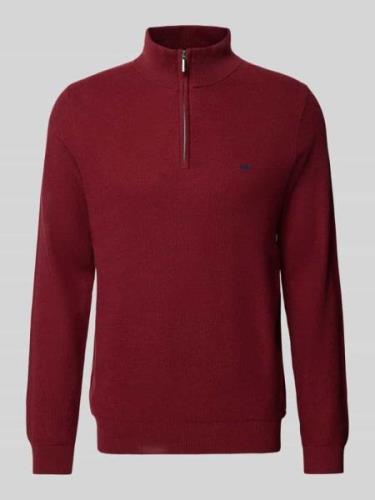 Fynch-Hatton Strickpullover mit Label-Stitching in Bordeaux, Größe L