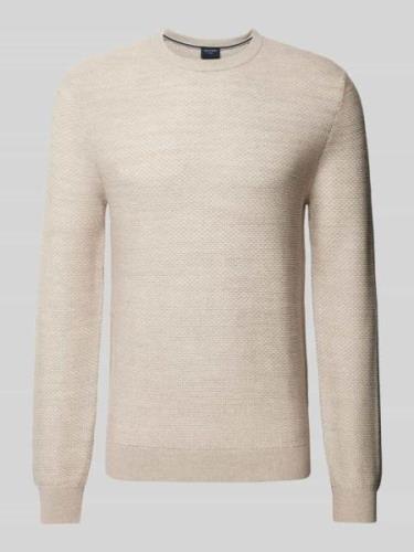 OLYMP Level Five Slim Fit Strickpullover mit Strukturmuster in Offwhit...