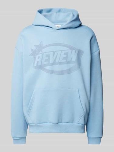 REVIEW Hoodie mit Kapuze in Rauchblau, Größe L