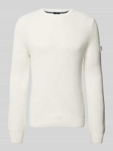 JOOP! Jeans Strickpullover mit Rundhalsausschnitt Modell 'Haro' in Off...