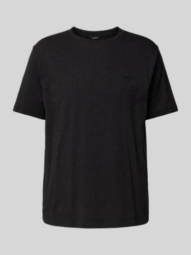 GABBA T-Shirt mit geripptem Rundhalsausschnitt in Black, Größe S