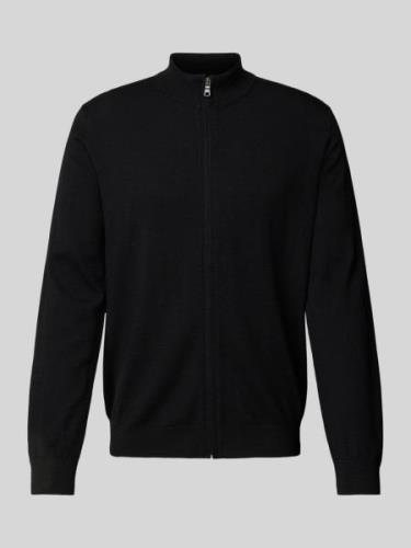 OLYMP Level Five Slim Fit Strickjacke mit Stehkragen in Black, Größe L