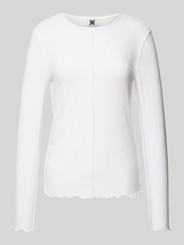 Karo Kauer Longsleeve mit Muschelsaum in Offwhite, Größe XS