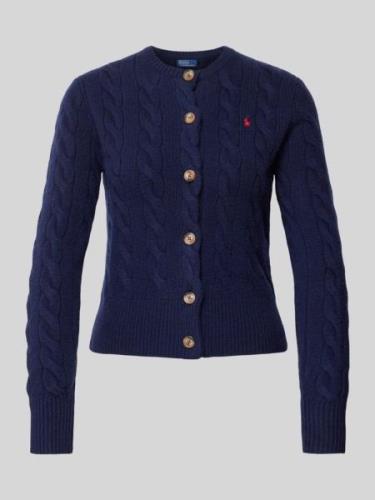 Polo Ralph Lauren Wollcardigan mit Zopfmuster in Marine, Größe M