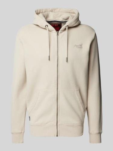 Superdry Sweatjacke mit Label-Stitching in Hellgrau, Größe S