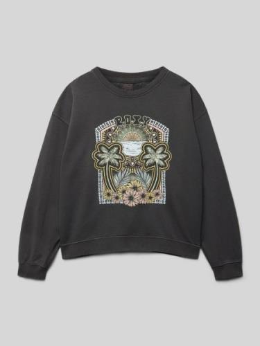 Roxy Sweatshirt mit Label-Print Modell 'TERRY' in Graphit, Größe 140