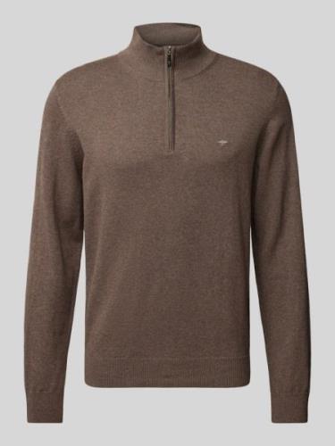 Fynch-Hatton Strickpullover mit Troyer-Kragen in Camel, Größe L