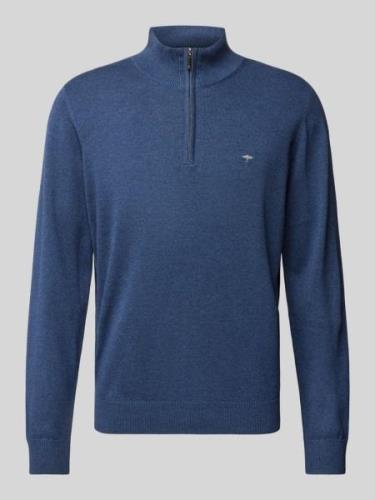 Fynch-Hatton Strickpullover mit Troyer-Kragen in Jeansblau, Größe XL