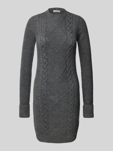 Guess Knielanges Strickkleid mit Zopfmuster Modell 'SERENA' in Anthraz...