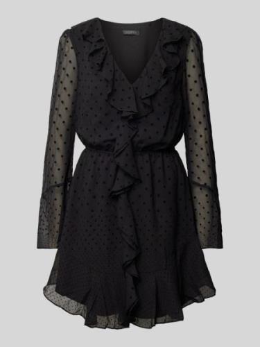 Guess Knielanges Kleid mit Volants Modell 'OLYMPE' in Black, Größe XS