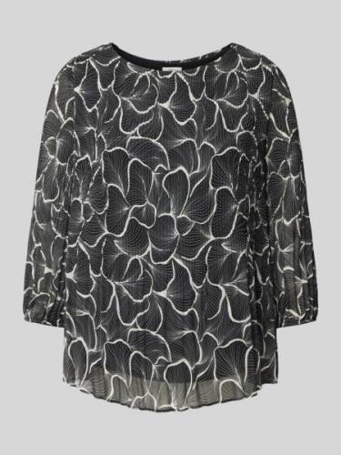 s.Oliver BLACK LABEL Plissee Bluse mit Allover-Muster in Black, Größe ...