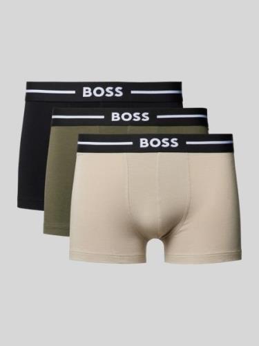 BOSS Trunks mit elastischem Label-Bund im 3er-Pack in Oliv, Größe S