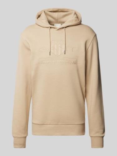 Gant Hoodie mit Label-Stitching in Beige, Größe M