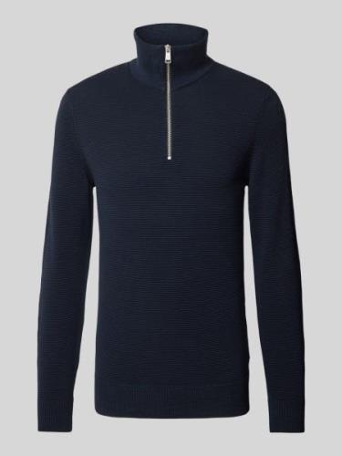 Marc O'Polo Regular Fit Troyer mit Ottoman-Struktur in Marine, Größe X...