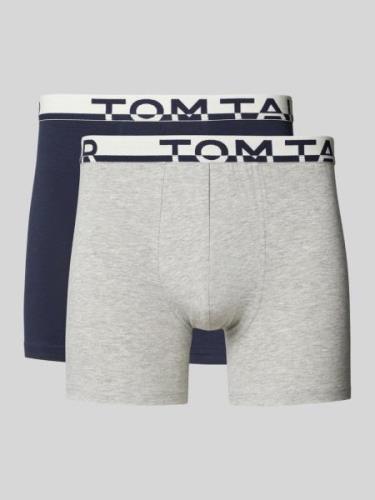 Tom Tailor Slim Fit Trunks mit Label-Schriftzug am Bund in Hellgrau Me...