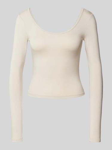 Gina Tricot Longsleeve mit tiefem Rückenausschnitt in Beige, Größe S