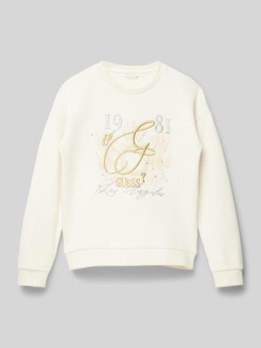 Guess Sweatshirt mit Label-Stitching Modell 'ACTIVE' in Ecru, Größe 14...