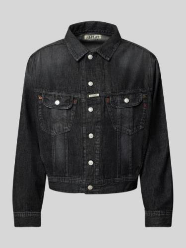 Replay Jeansjacke mit Kentkragen in Black, Größe M