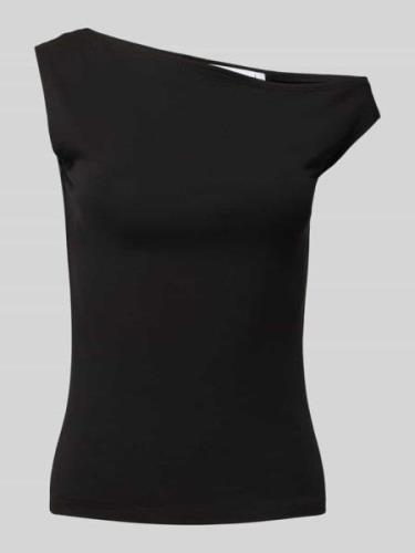 WEEKDAY Top im asymmetrischen Schnitt in BLACK, Größe XS