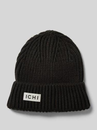 ICHI Beanie mit Label-Patch Modell 'EMMA' in Black, Größe One Size