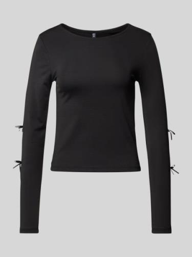 Pieces Regular Fit Langarmshirt mit Schleifen Modell 'SELINA' in Black...