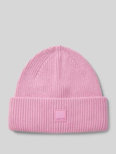 Marc O'Polo Denim Beanie mit Label-Badge in Rose, Größe One Size