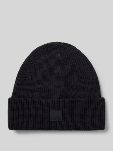 Marc O'Polo Denim Beanie mit Label-Badge in Black, Größe One Size