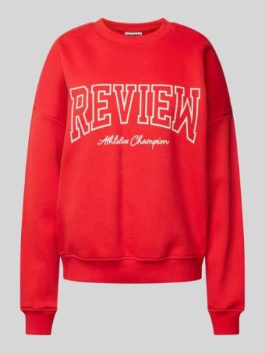 Review Sweatshirt mit Label-Print in Kirsche, Größe XS