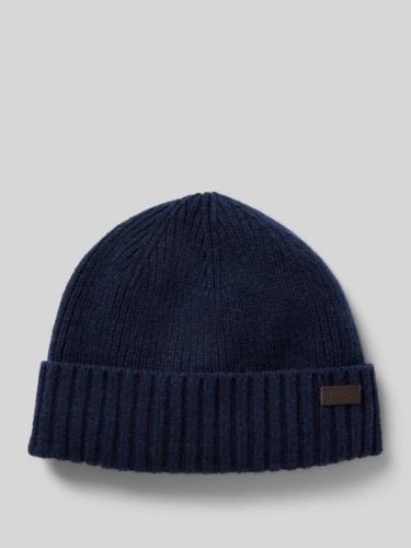 Barbour Beanie mit Label-Badge in Marine, Größe One Size