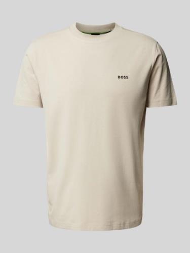 BOSS Green T-Shirt mit Label-Print in Beige, Größe S