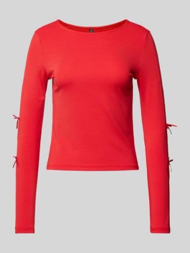 Pieces Regular Fit Langarmshirt mit Schleifen Modell 'SELINA' in Rot, ...