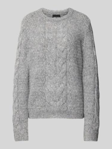 Pieces Strickpullover mit Zopfmuster Modell 'NINA' in Graphit, Größe L