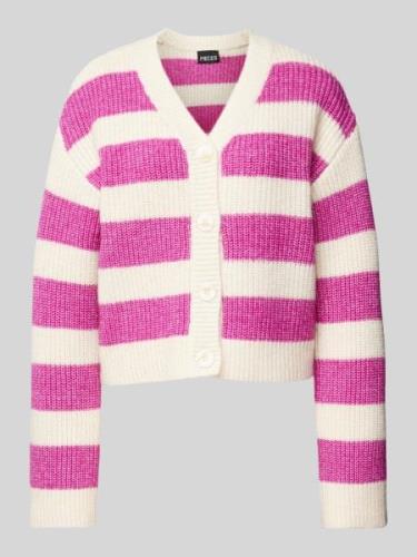 Pieces Cardigan mit V-Ausschnitt Modell 'ALINI' in Fuchsia, Größe XS