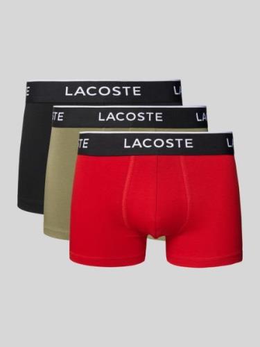 Lacoste Trunks mit elastischem Label-Bund im 3er-Pack in Oliv, Größe S