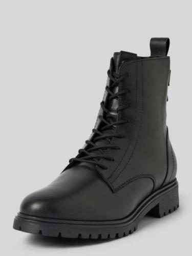 Tamaris Schnürboots aus Leder mit Zugschlaufe in Black, Größe 36