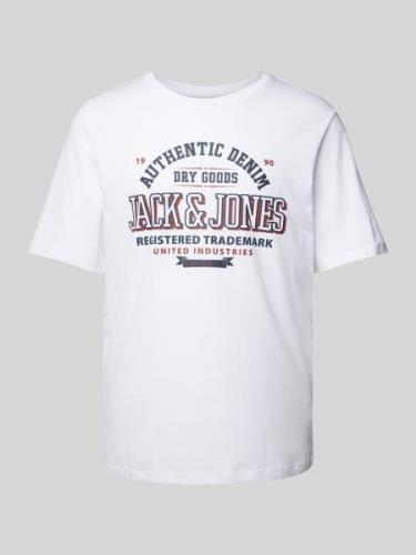 Jack & Jones T-Shirt mit Label-Print Modell 'ELOGO' in Weiss, Größe L