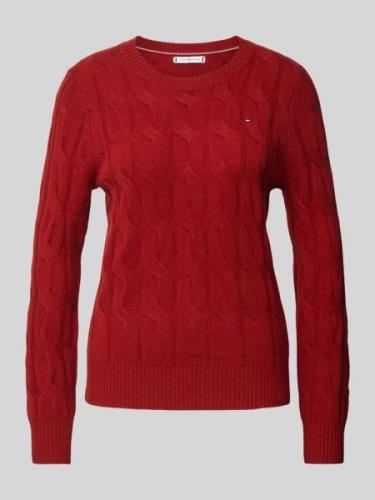 Tommy Hilfiger Strickpullover mit gerippten Abschlüssen in Dunkelrot, ...