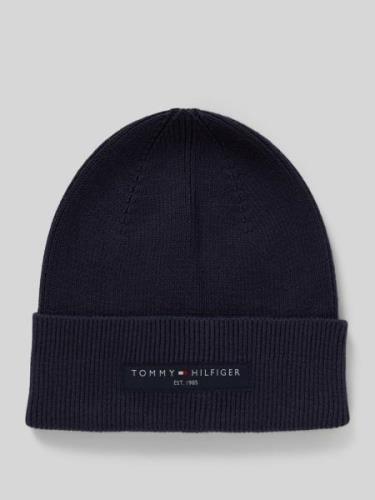 Tommy Hilfiger Strickmütze mit Label-Patch Modell 'FOUNDATION' in Mari...