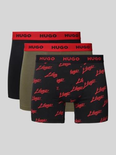 HUGO Trunks mit Label-Bund im 3er-Pack in Oliv, Größe S