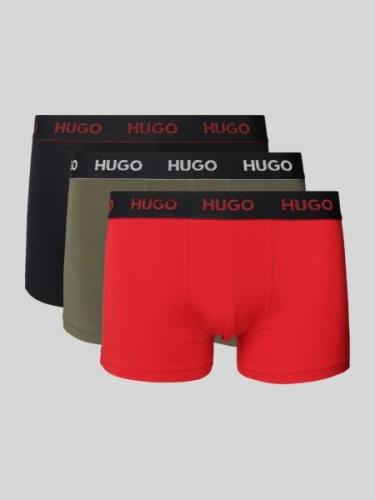 HUGO Trunks mit Label-Bund im 3er-Pack in Rot, Größe M