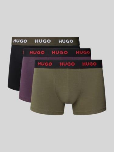 HUGO Trunks mit Label-Bund im 3er-Pack in Aubergine, Größe L