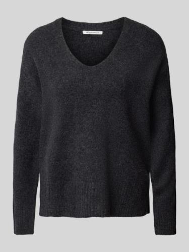 Tom Tailor Denim Relaxed Fit Strickpullover mit V-Ausschnitt in Anthra...