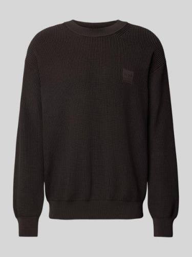 BOSS Orange Strickpullover mit Label-Detail Modell 'Acircolo' in Dunke...