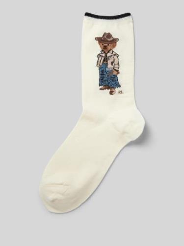 Polo Ralph Lauren Socken mit Motiv-Stitching in Offwhite, Größe 1