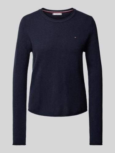 Tommy Hilfiger Strickpullover mit Logo-Stitching in Dunkelblau, Größe ...