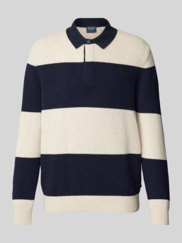 OLYMP Level Five Strickpullover mit Polokragen Modell 'Rugby' in Offwh...