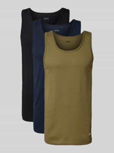 BOSS Tanktop mit Label-Stitching im 3er-Pack in Oliv, Größe L