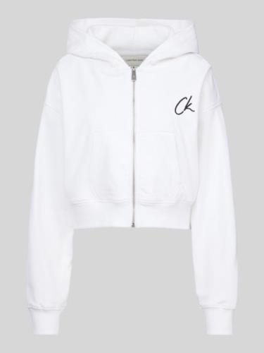 Calvin Klein Jeans Sweatjacke mit Logo-Stitching in Weiss, Größe S