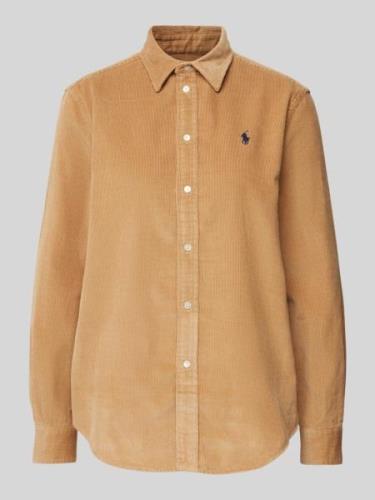 Polo Ralph Lauren Relaxed Fit Cordbluse mit Logo-Stitching in Camel, G...